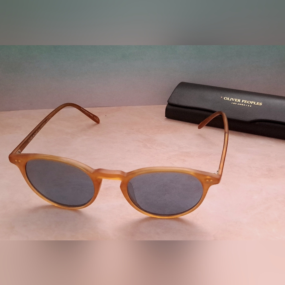 Oliver Peoples Riley Sun – Honey Amber Blue Glass Lenses - Picture 16 of 16